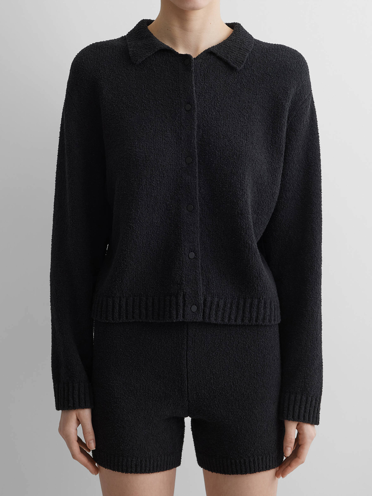 Кардиган из хлопка букле, черный