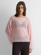 Джемпер из мохера прозрачный, розовый