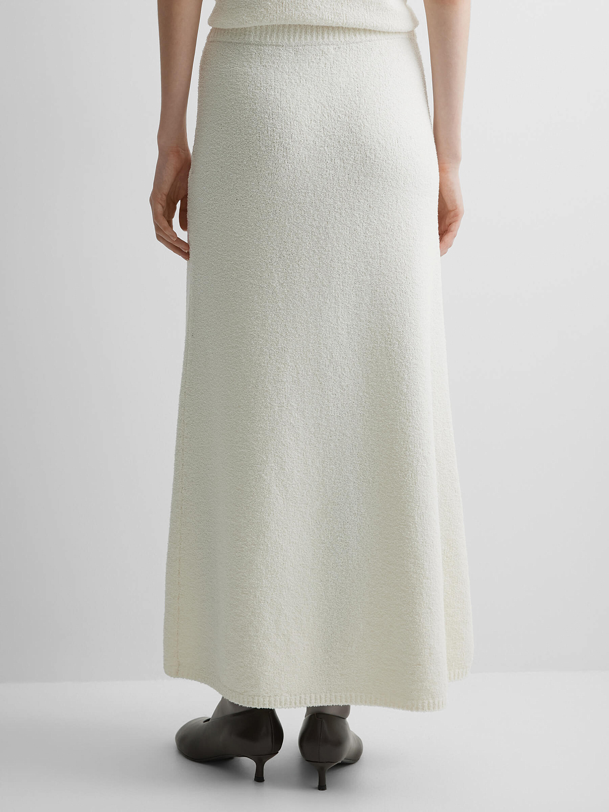 Юбка А-образного силуэта из хлопка букле, белый