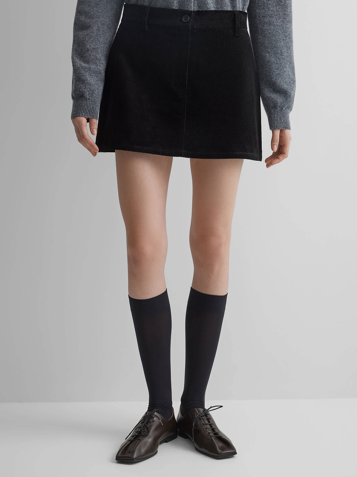 Юбка-мини из вельвета 0162, черный