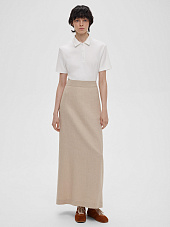 Юбка макси из льна 0189, бежевый