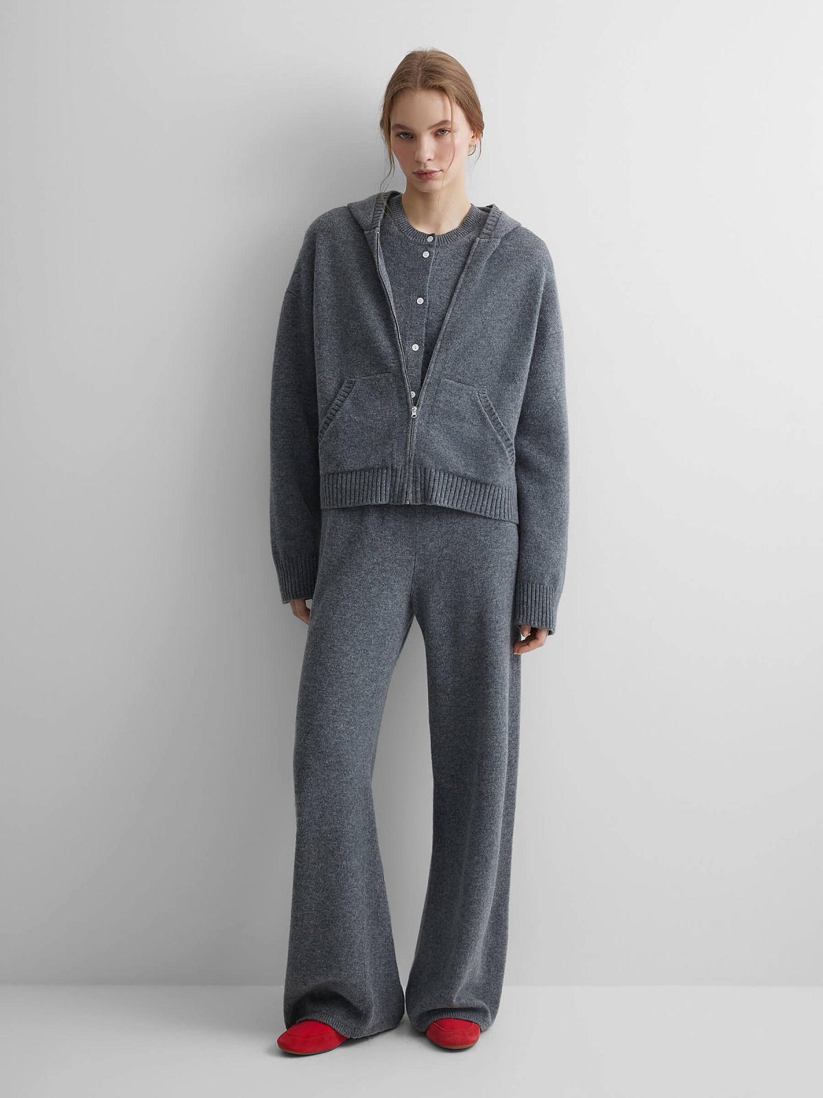 Брюки вязаные из 100% мериноса, серый