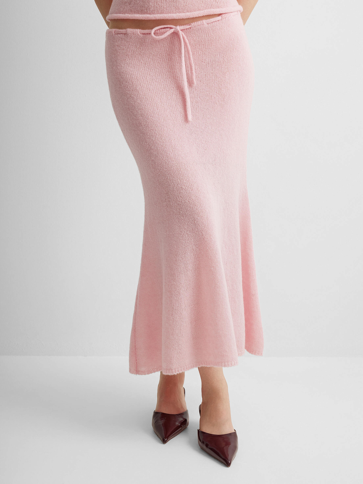 Юбка миди из мохера, розовый
