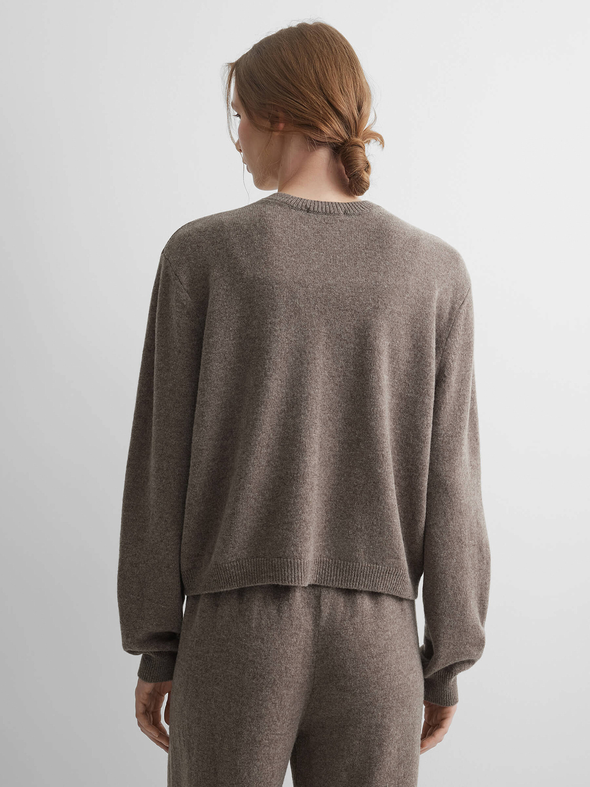 Кардиган на пуговицах из 100% мериноса, коричневый меланж