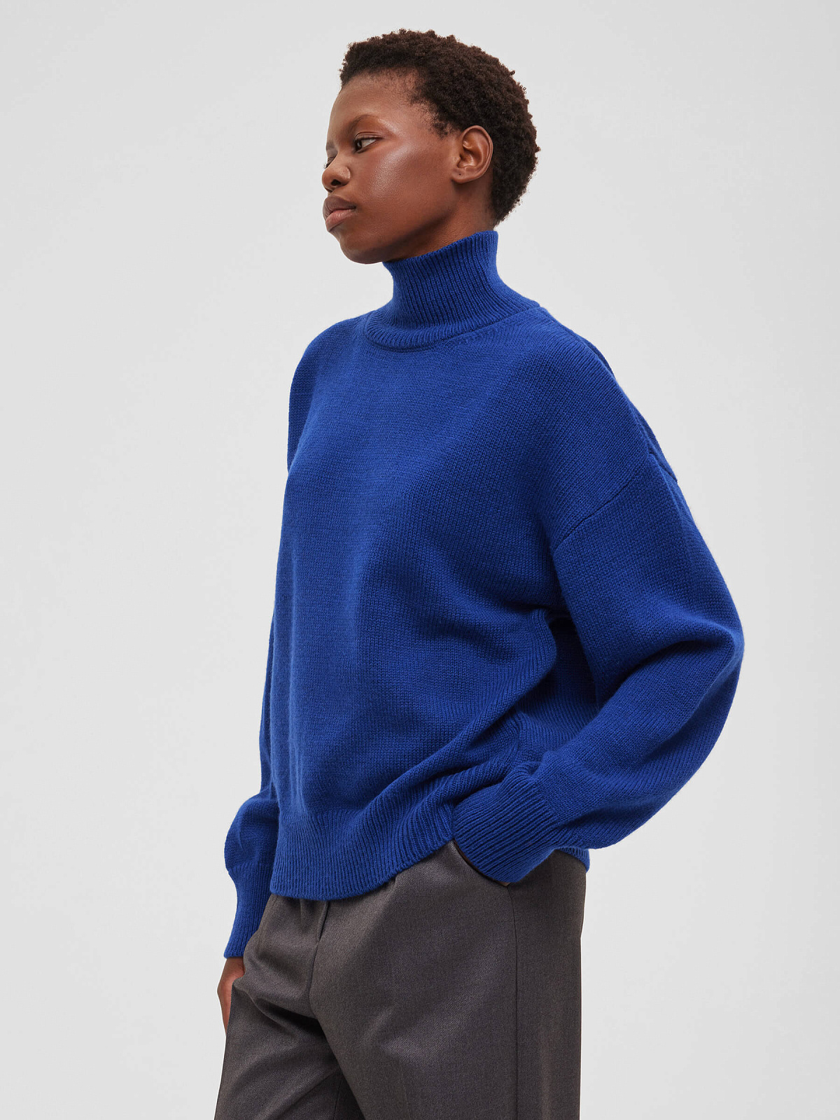 Свитер свободного кроя, синий