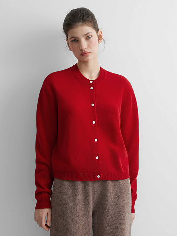 Кардиган на пуговицах из 100% мериноса, красный