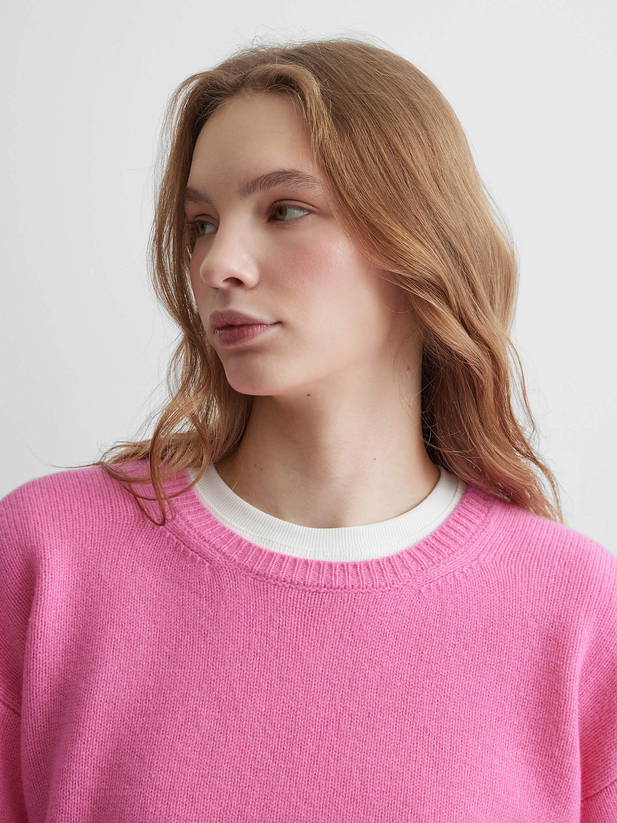 Джемпер свободного кроя из 100% мериноса, розовый
