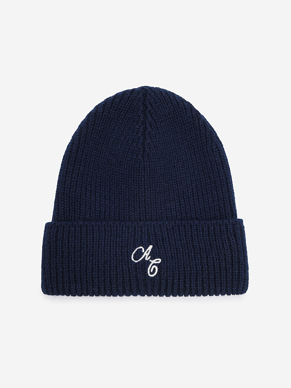 Шапка в рубчик с отворотом и вышивкой, фото 1