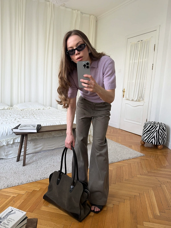 Поло с коротким рукавом из мохера, лавандовый, фото 1