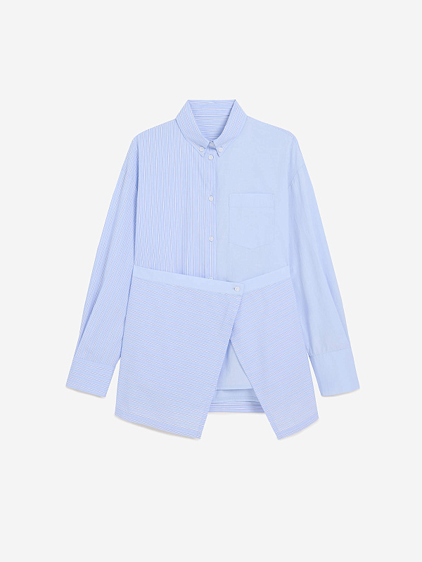 Рубашка колор-блок с баской, фото 1