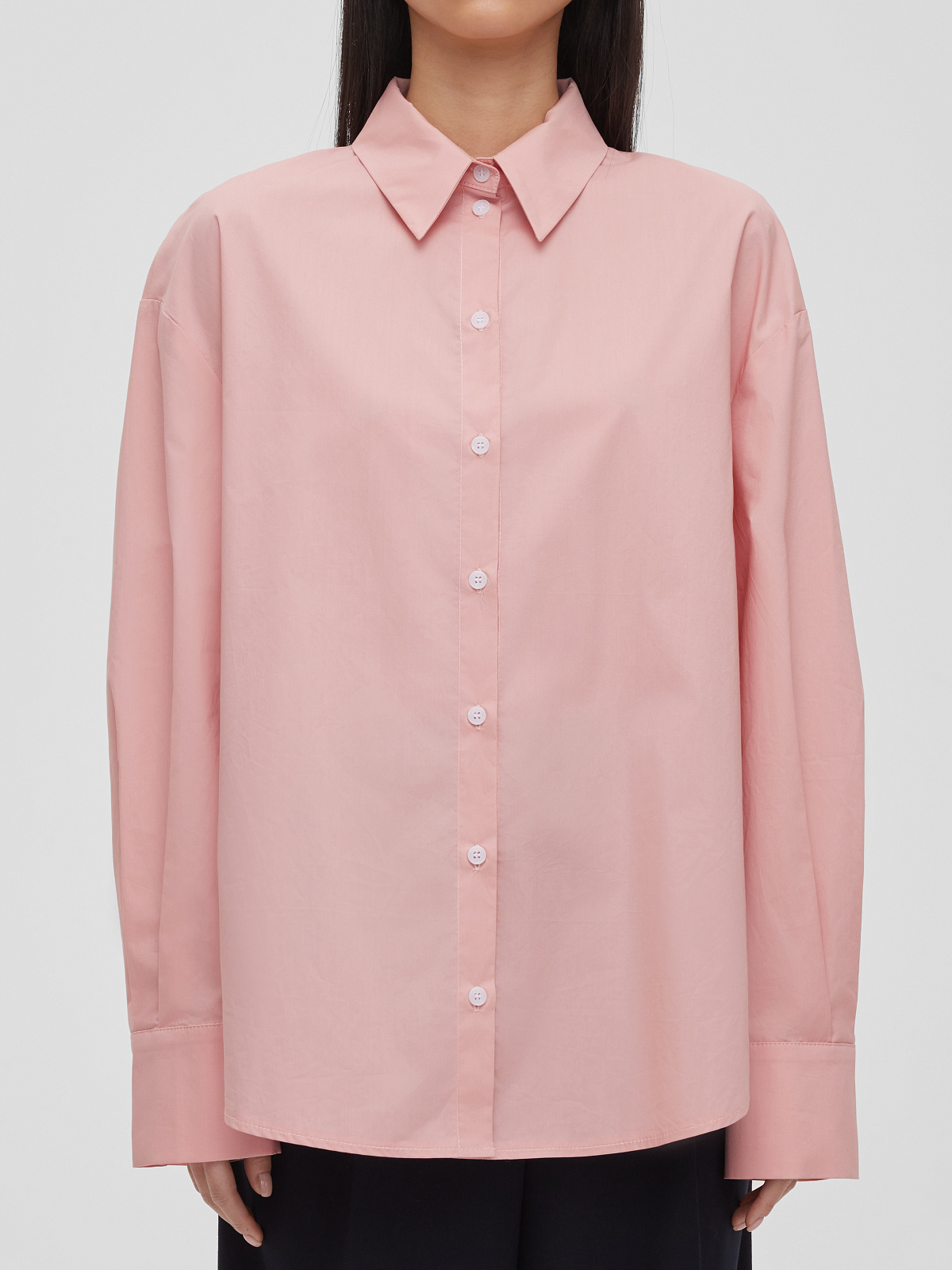 Рубашка свободного кроя с защипами, розовый