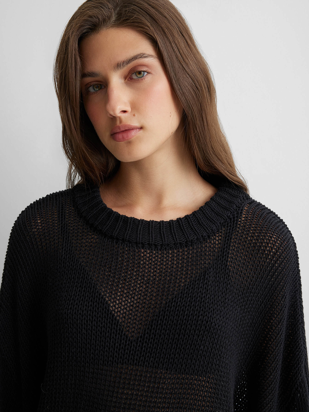 Джемпер сеточка из 100% хлопка, черный