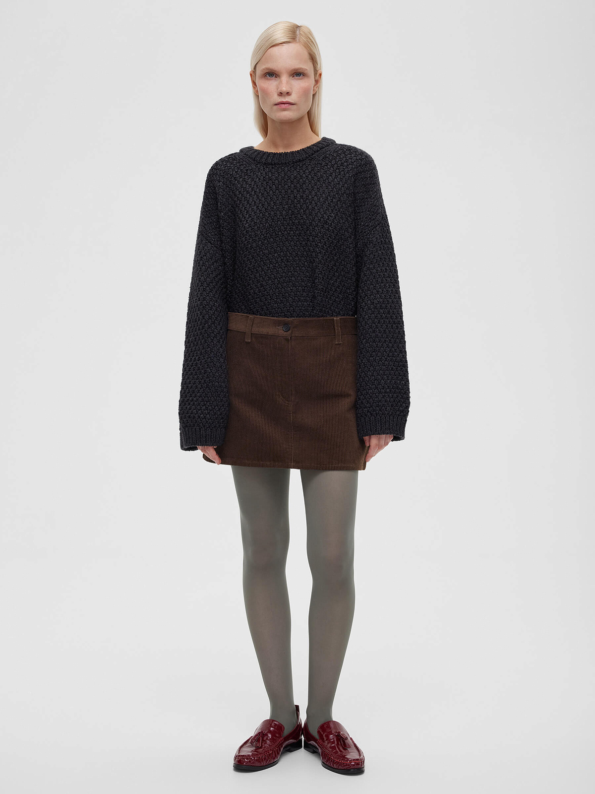 Юбка-мини из вельвета 0162, коричневый