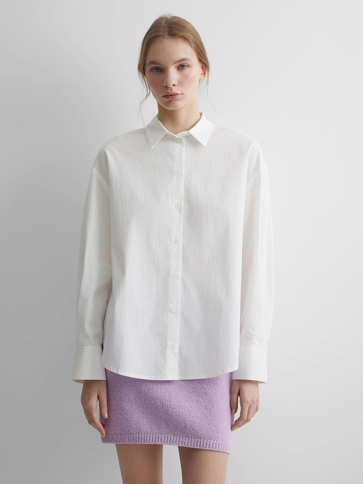 Рубашка свободного кроя 0221, молочный