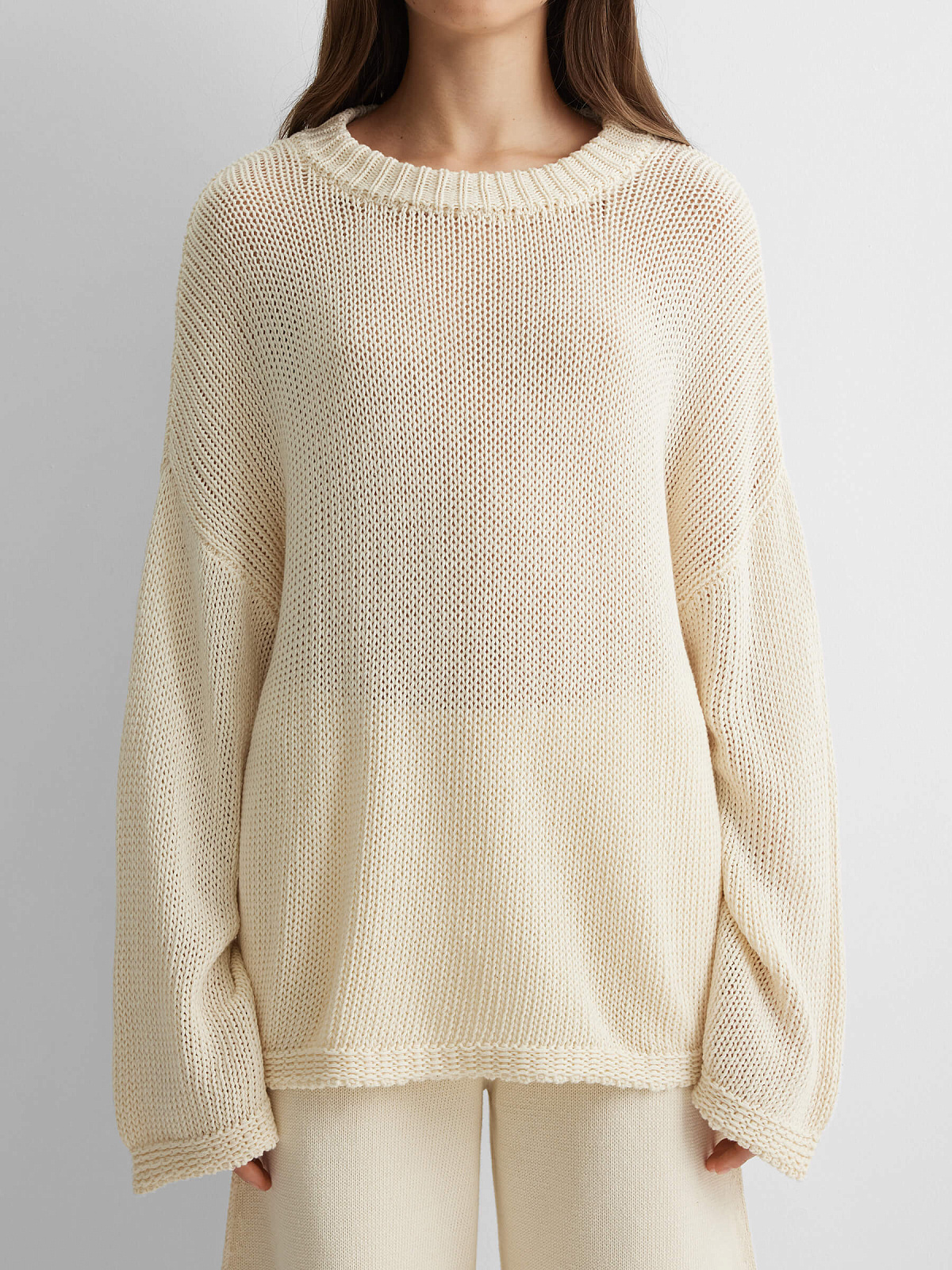 Джемпер сеточка из 100% хлопка, молочный