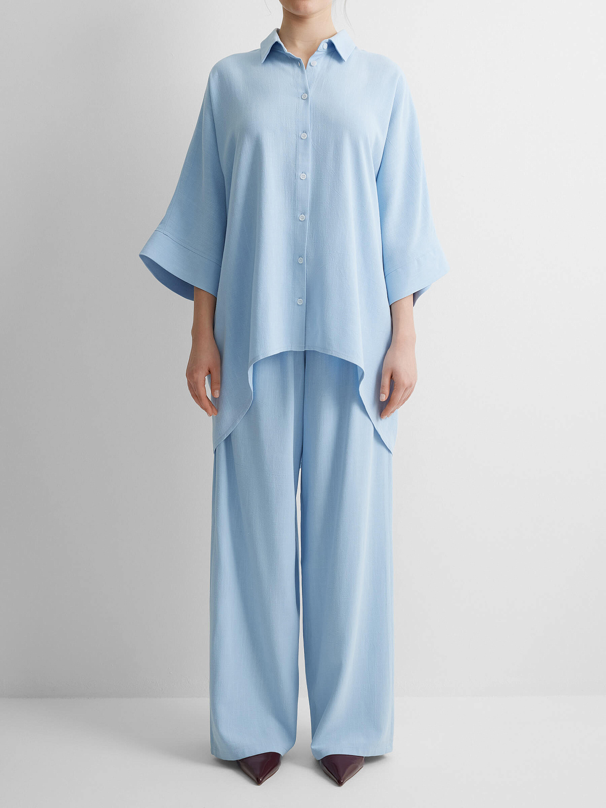 Костюм изо льна 0222, голубой