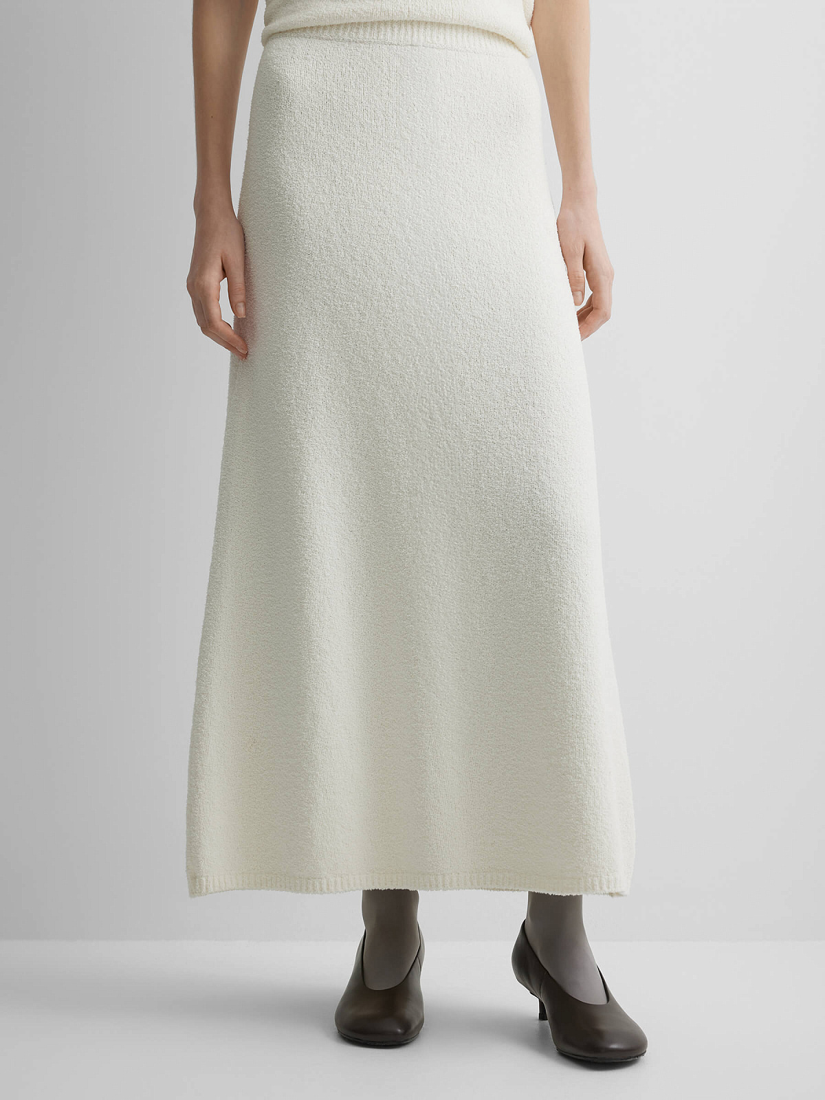 Юбка А-образного силуэта из хлопка букле, белый