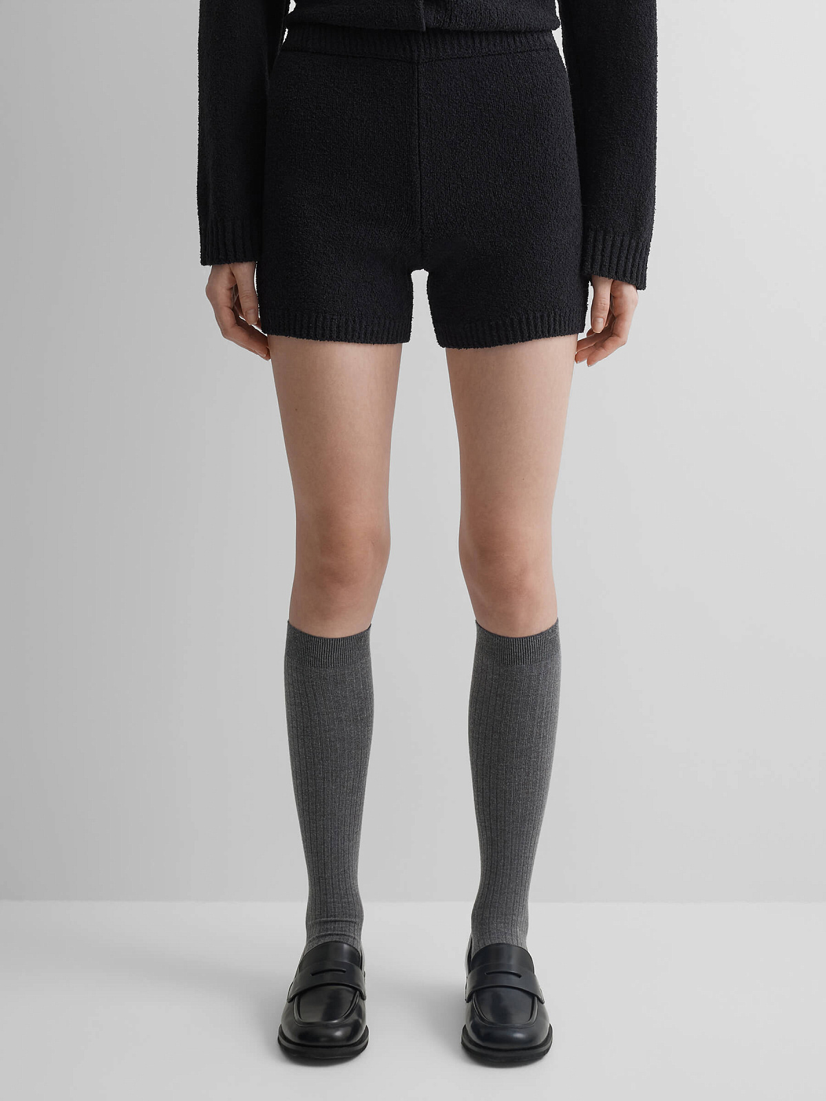 Шорты из хлопка букле, черный