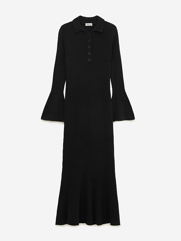 Платье поло с длинным рукавом из хлопка букле, фото 1