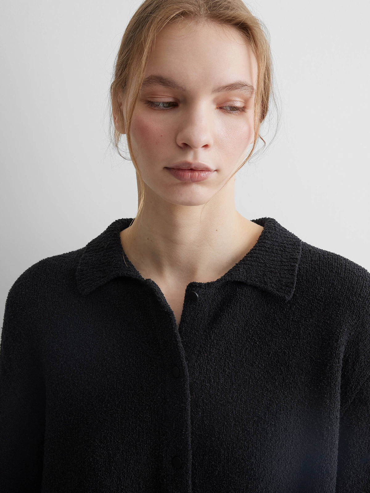 Кардиган из хлопка букле, черный