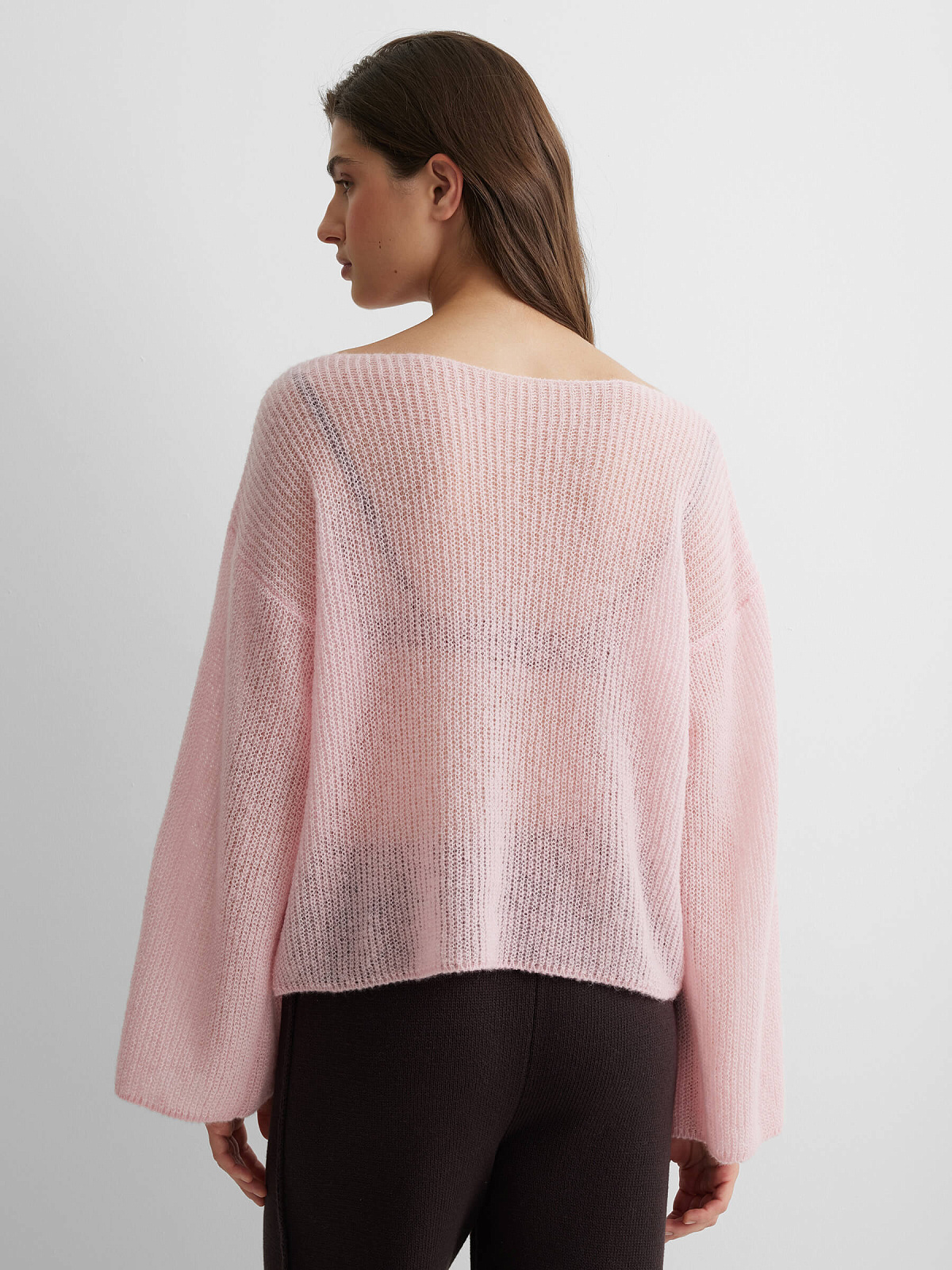 Джемпер из мохера прозрачный, розовый