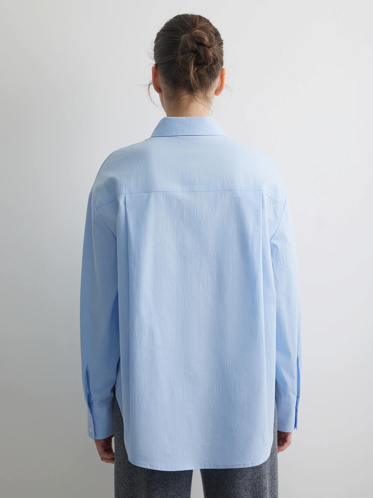 Рубашка свободного кроя 0221, голубой