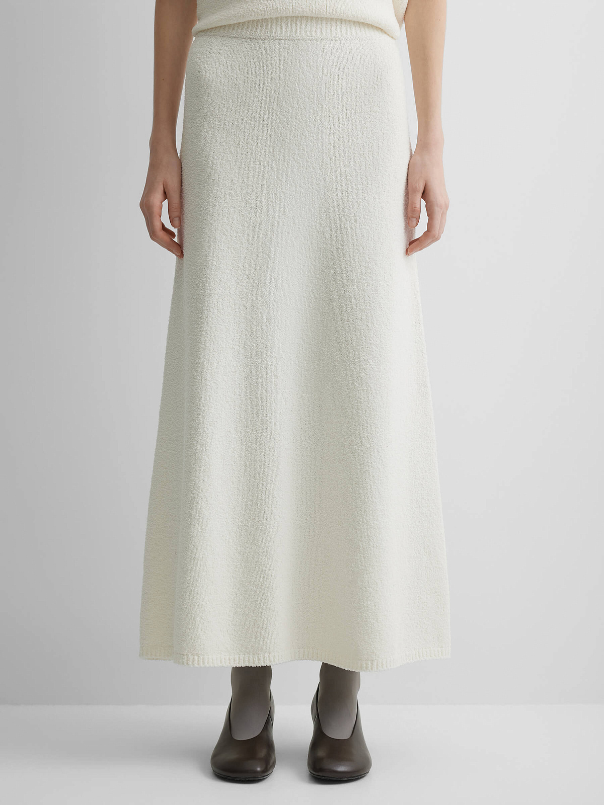 Юбка А-образного силуэта из хлопка букле, белый