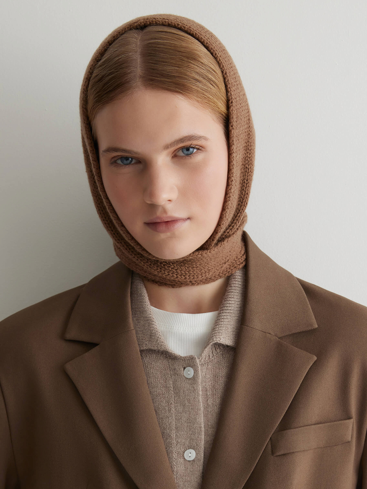 Косынка из шерсти, кофейный
