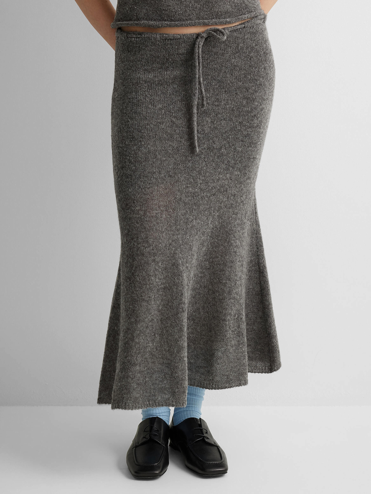 Юбка миди из мохера, серый