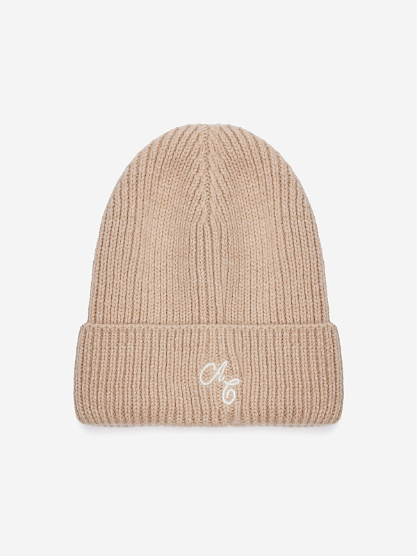 Шапка в рубчик с отворотом и вышивкой, фото 1