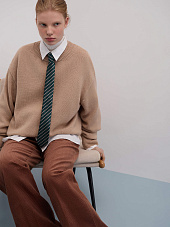 Галстук в полоску 021, зеленый