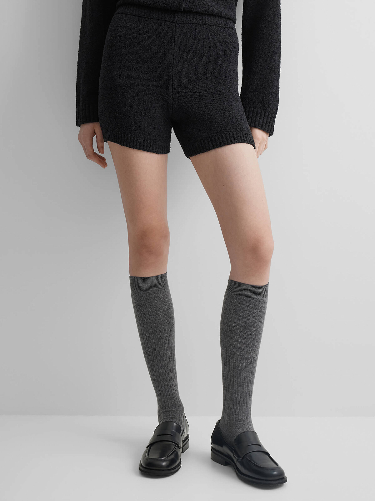 Шорты из хлопка букле, черный