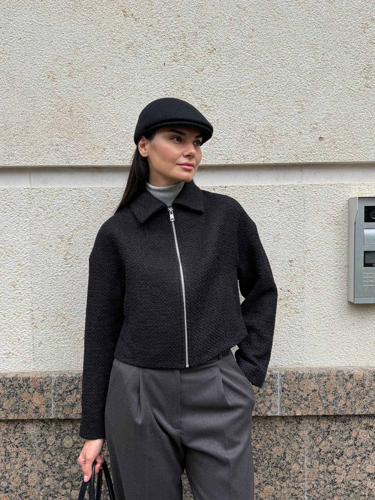 Жакет из шерсти букле 0208, черный