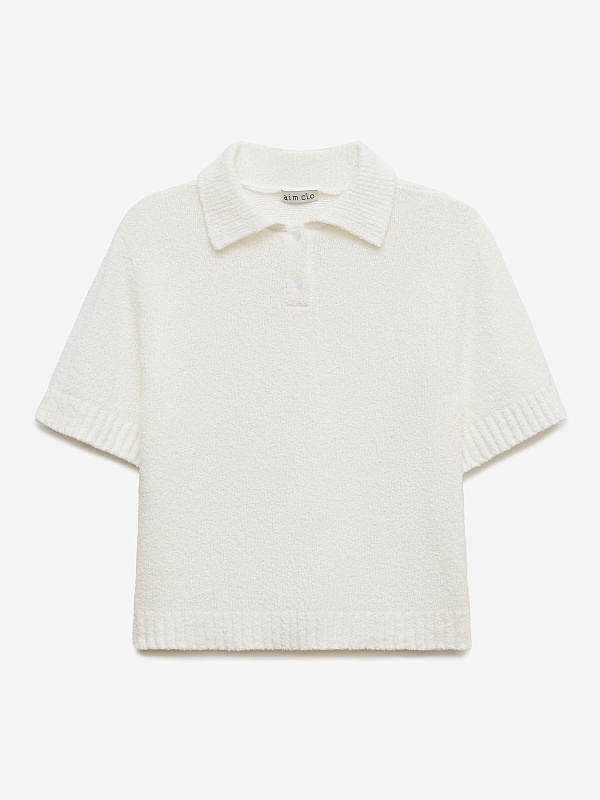 Поло с коротким рукавом из хлопка букле, фото 1