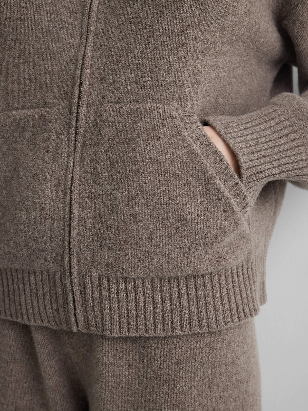 Худи из 100% мериноса, коричневый меланж