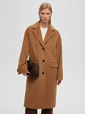 Пальто оверсайз однобортное, кэмел