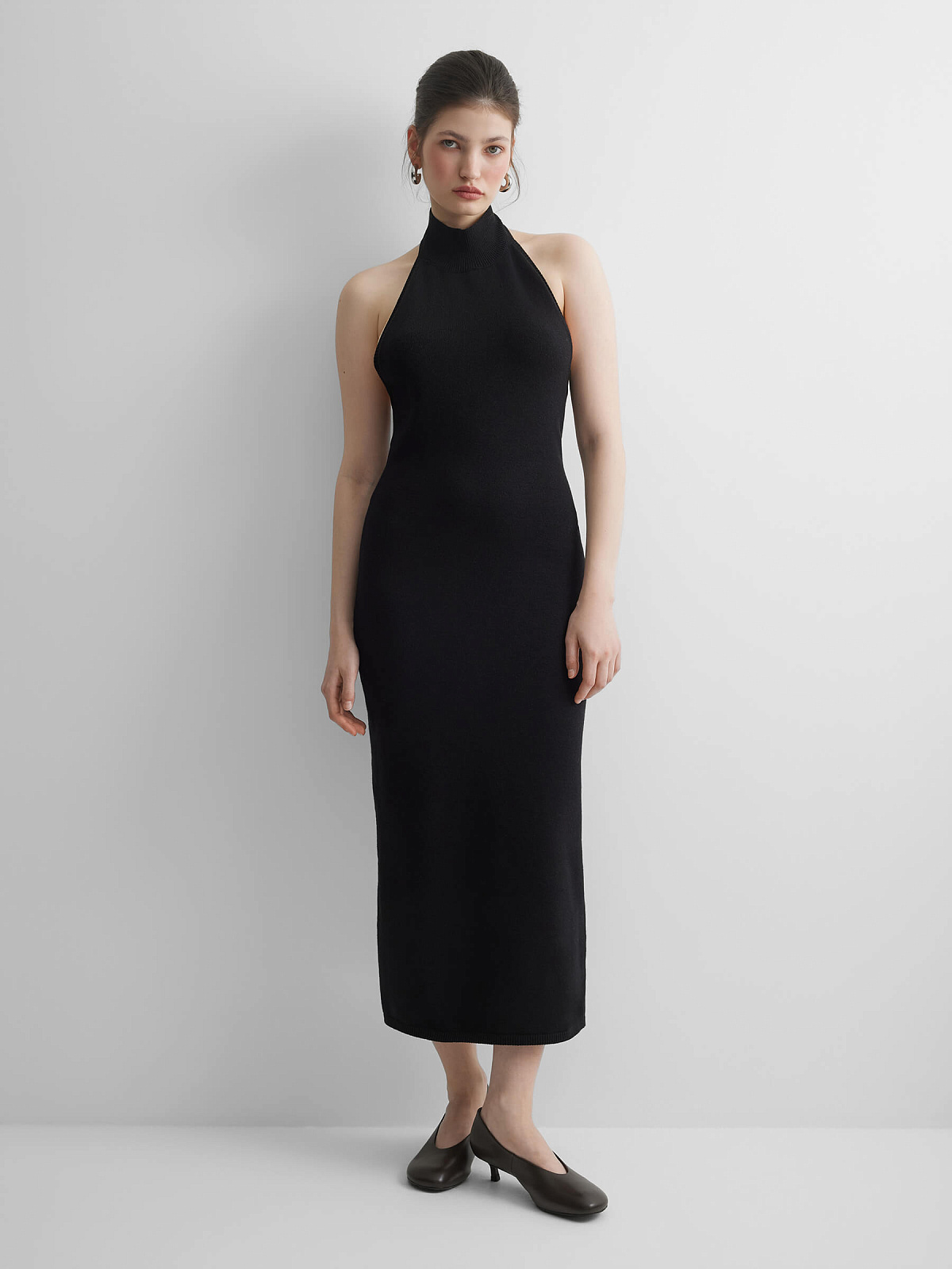 Платье макси из вискозы, черный