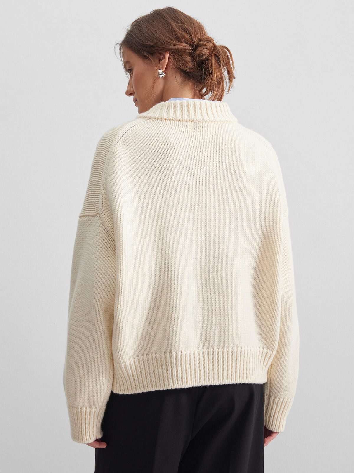 Вязаный бомбер, молочный