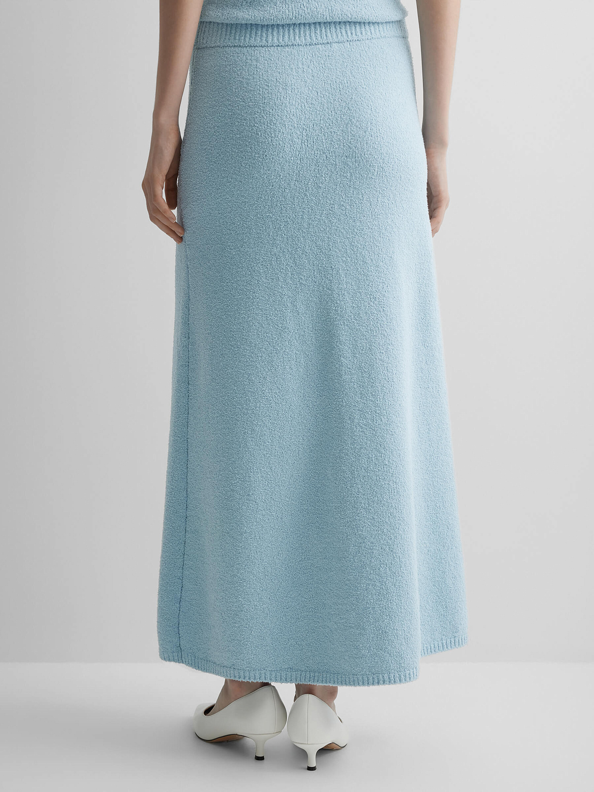 Юбка А-образного силуэта из хлопка букле, светло-голубой