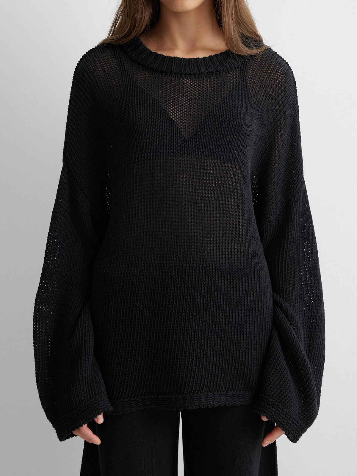 Джемпер сеточка из 100% хлопка, черный