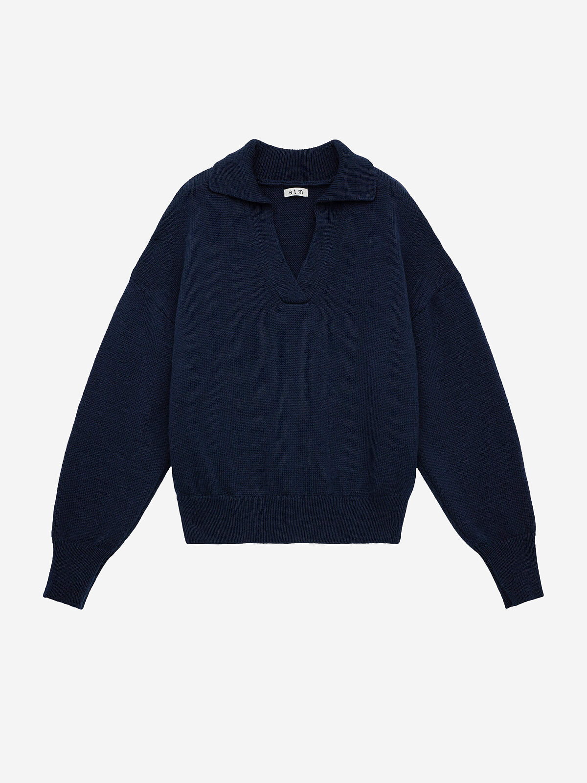 Джемпер-поло свободного кроя, темно-синий