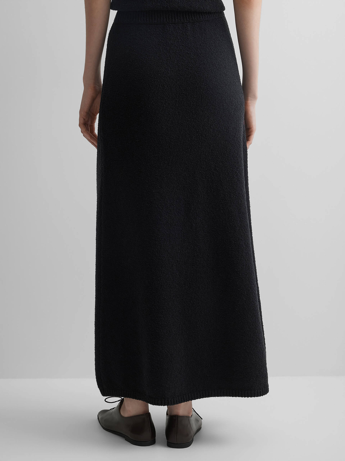 Юбка А-образного силуэта из хлопка букле, черный