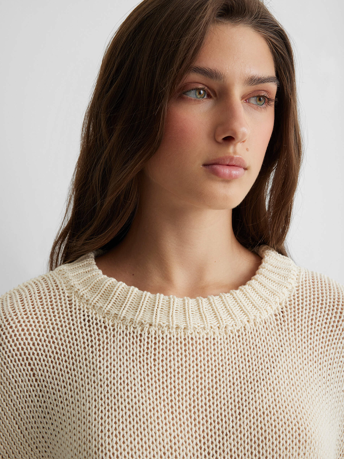 Джемпер сеточка из 100% хлопка, молочный