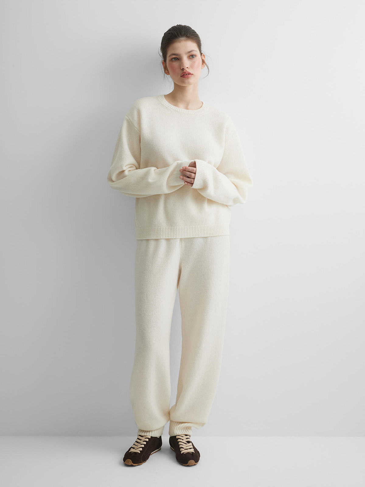 Джемпер свободного кроя из 100% мериноса, молочный