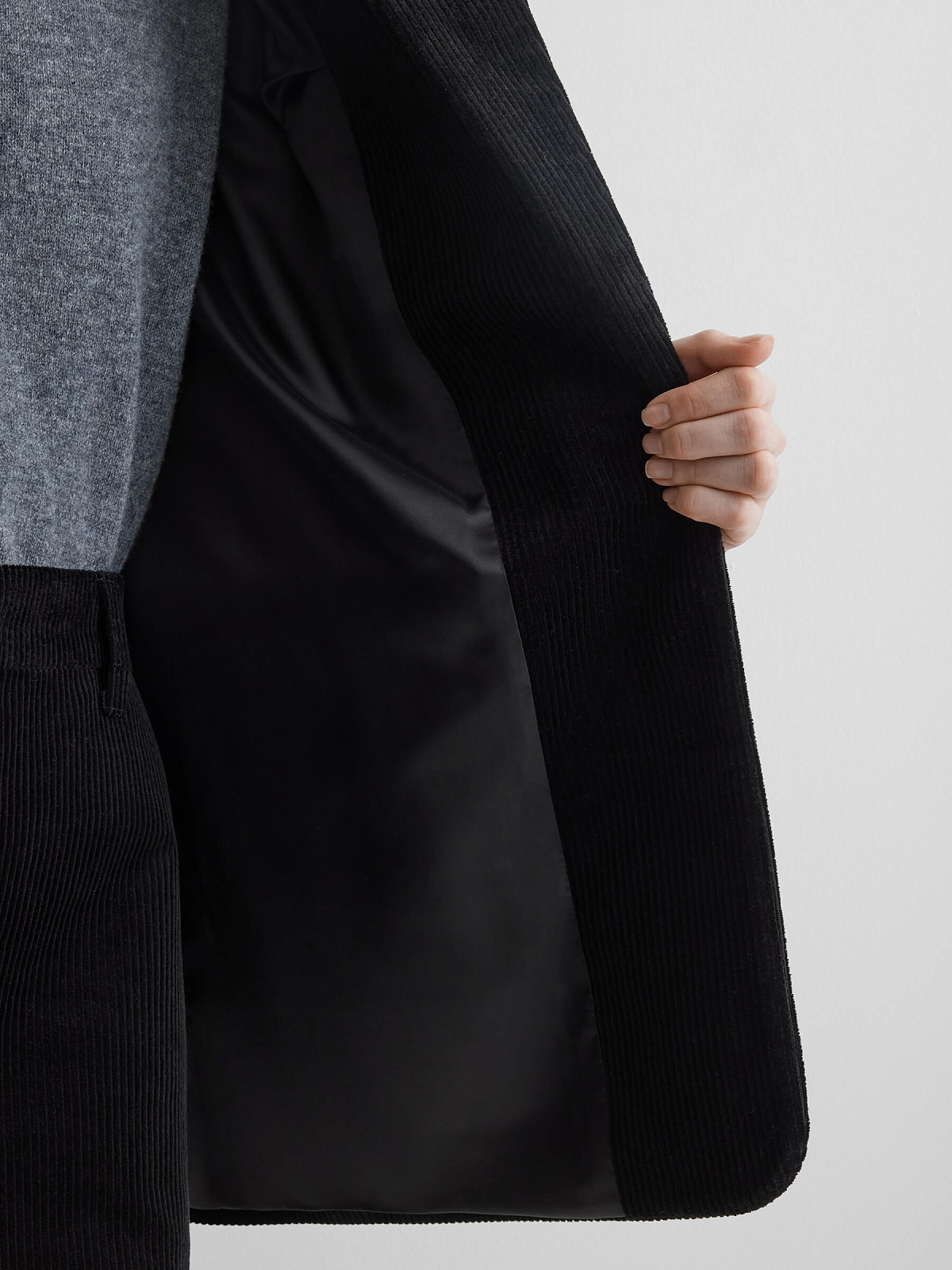 Жакет однобортный из вельвета 0211, черный