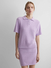 Поло с коротким рукавом из хлопка букле, лавандовый