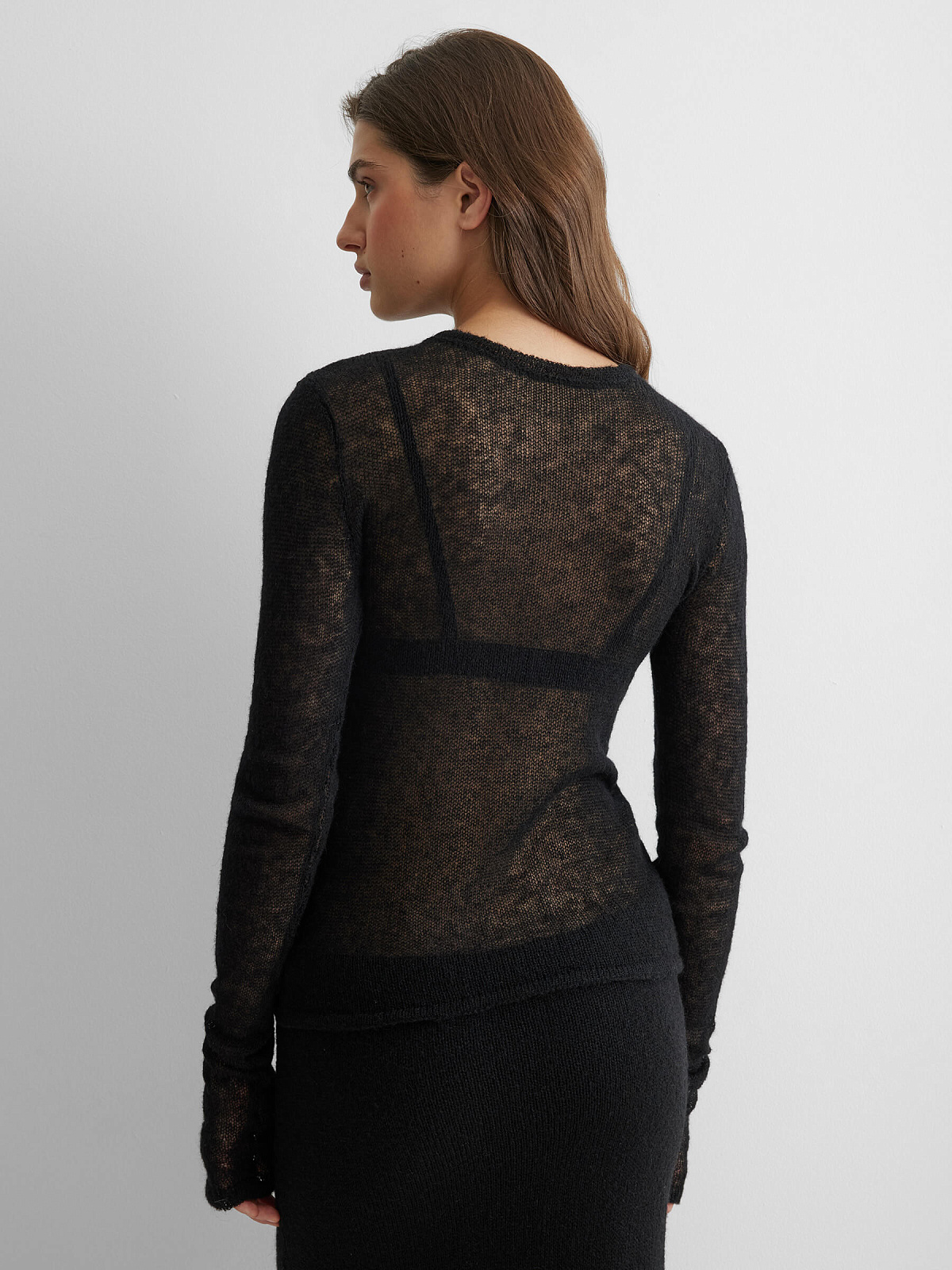 Джемпер вязаный из мохера, черный