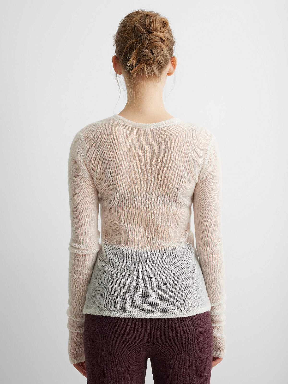 Джемпер вязаный из мохера, молочный