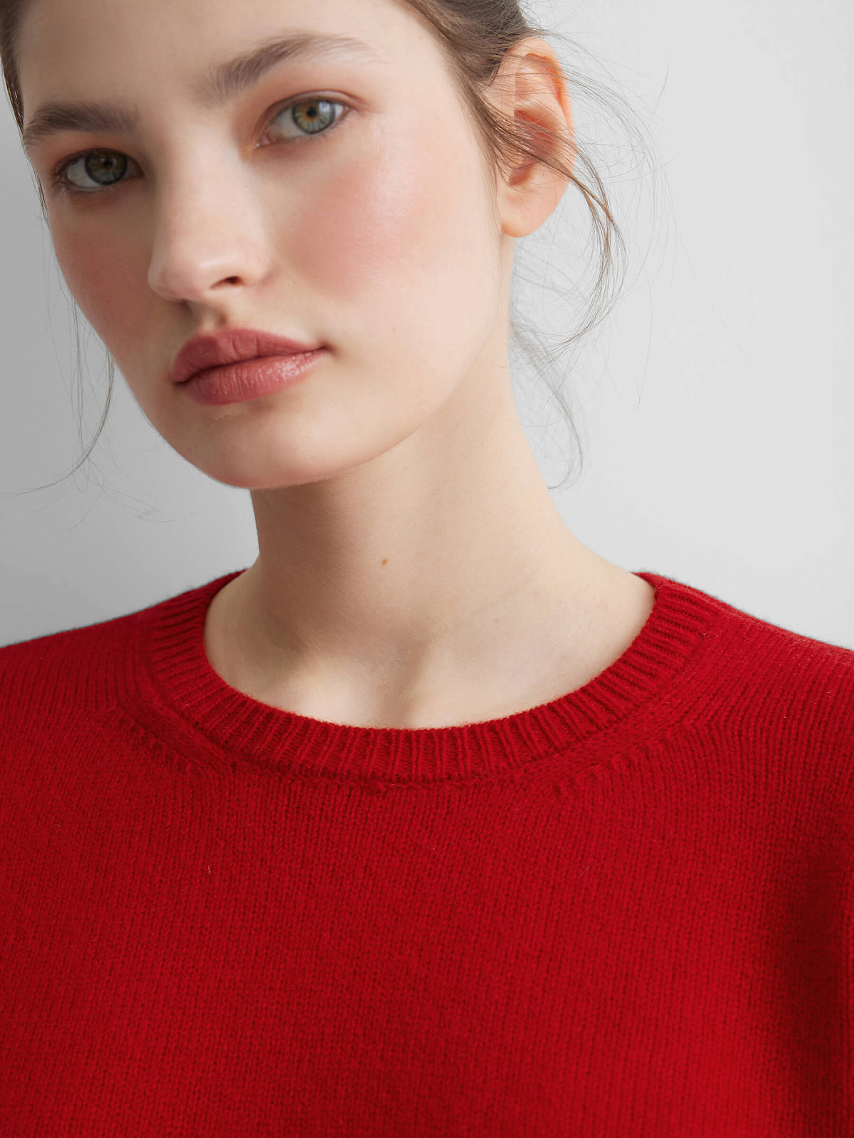 Джемпер свободного кроя из 100% мериноса, красный