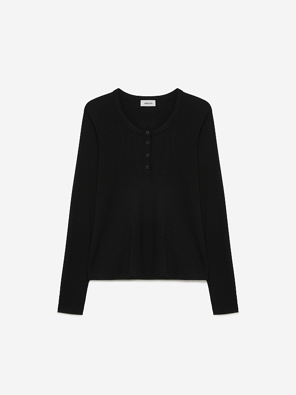 Лонгслив из трикотажа на пуговицах, фото 1